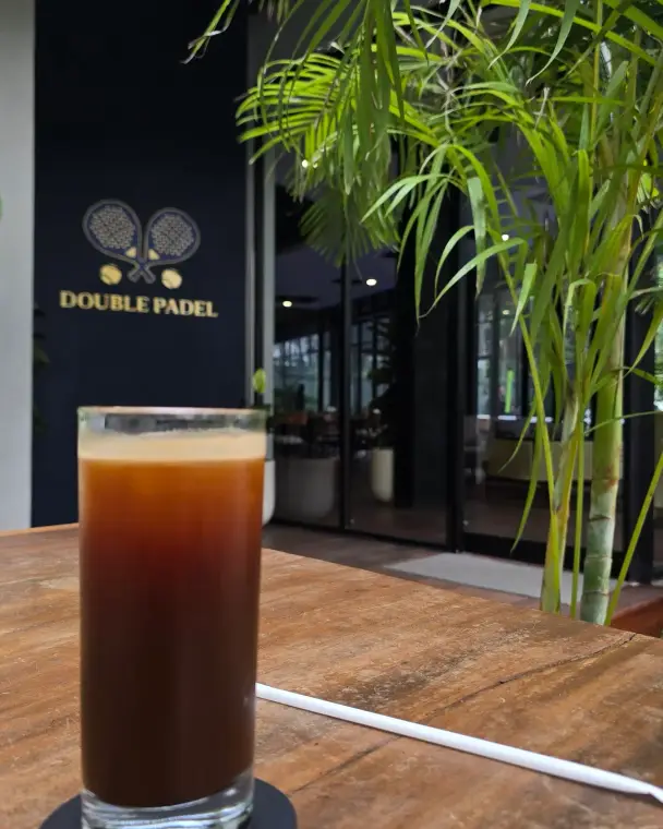 An iced black coffee