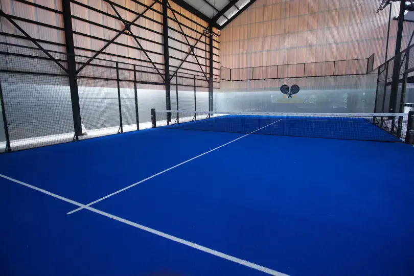 Court under the high timber-lined roof